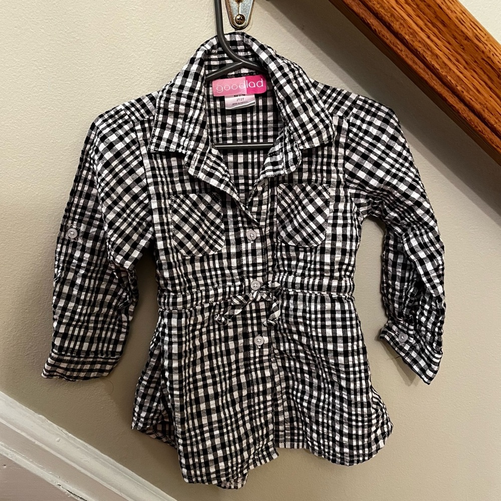 Good Lad Black Gingham Toddler Button Up Dress- Size 2T